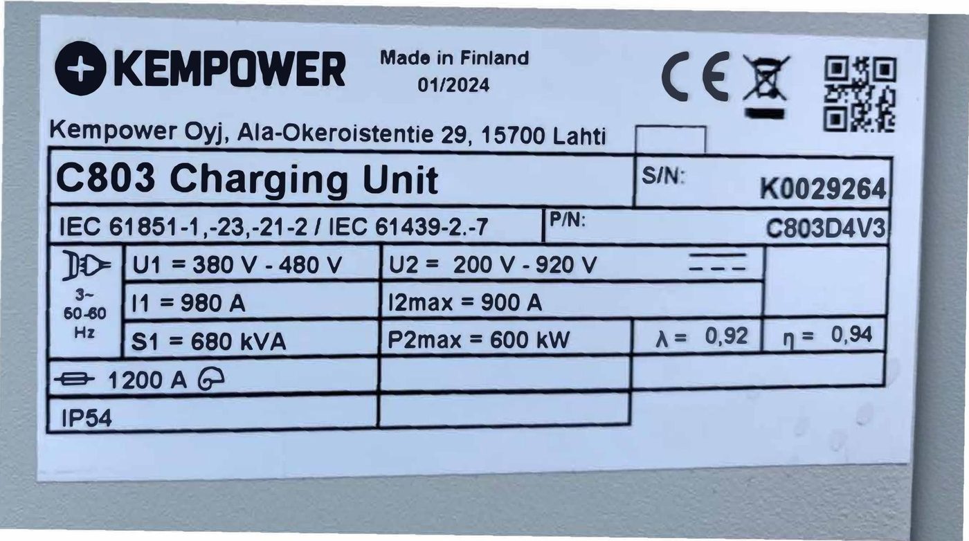 Typskylt Kempower C803 Charging Unit